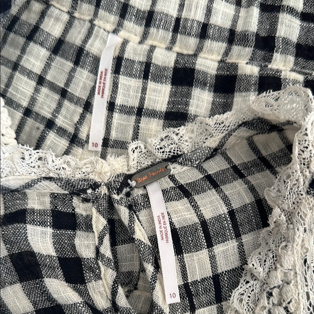 Free People Black and White Plaid Lace Set - Picture 2 of 7